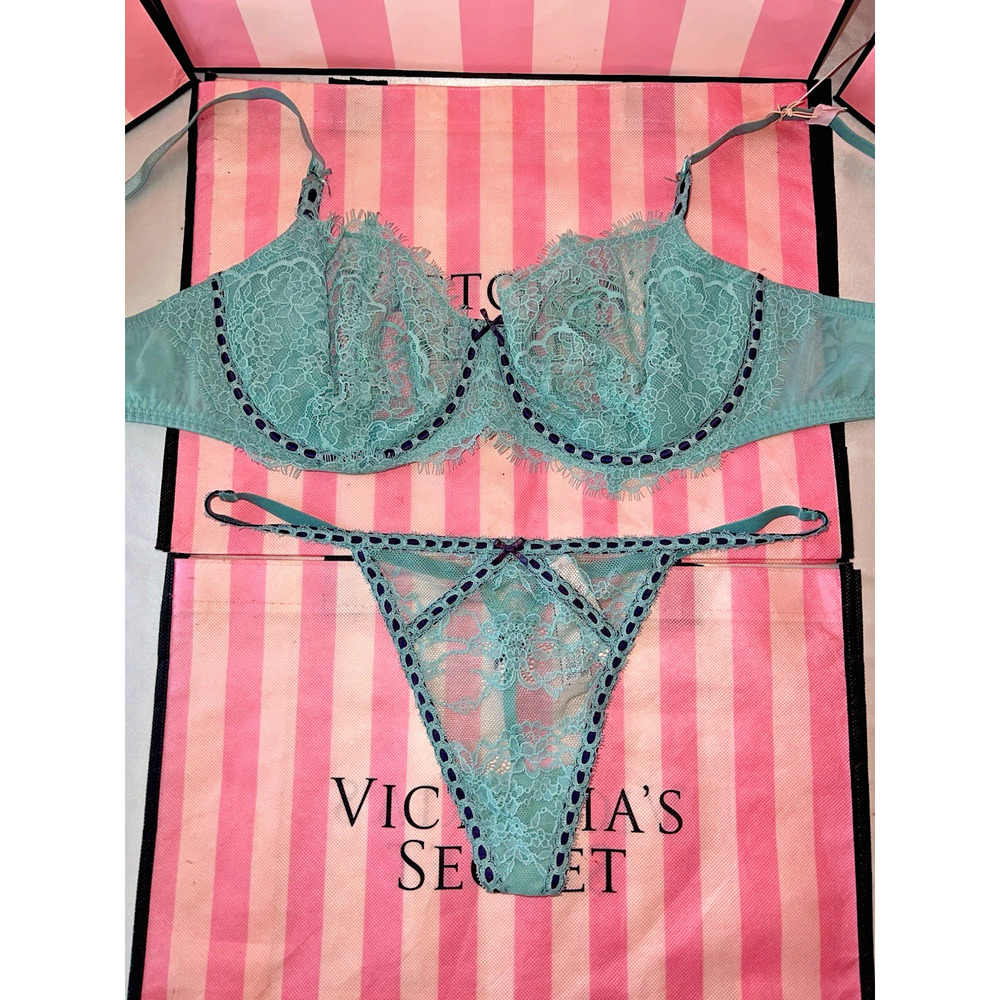 Victoria's Secret Bra Dream Angels 34DD & Medium Thong Sage & Purple